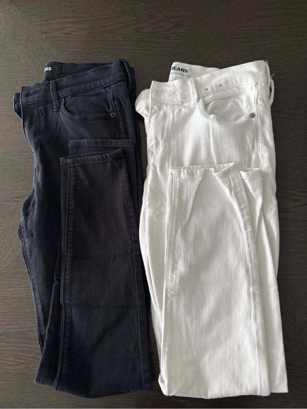 Express Men's Slim Straight Jeans in Black & White Duo